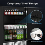 QAUSOU 24 Inch Under Counter Double Drawer Fridge, Weather Proof Stainless Steel Outdoor Beverage Refrigerator for Patio