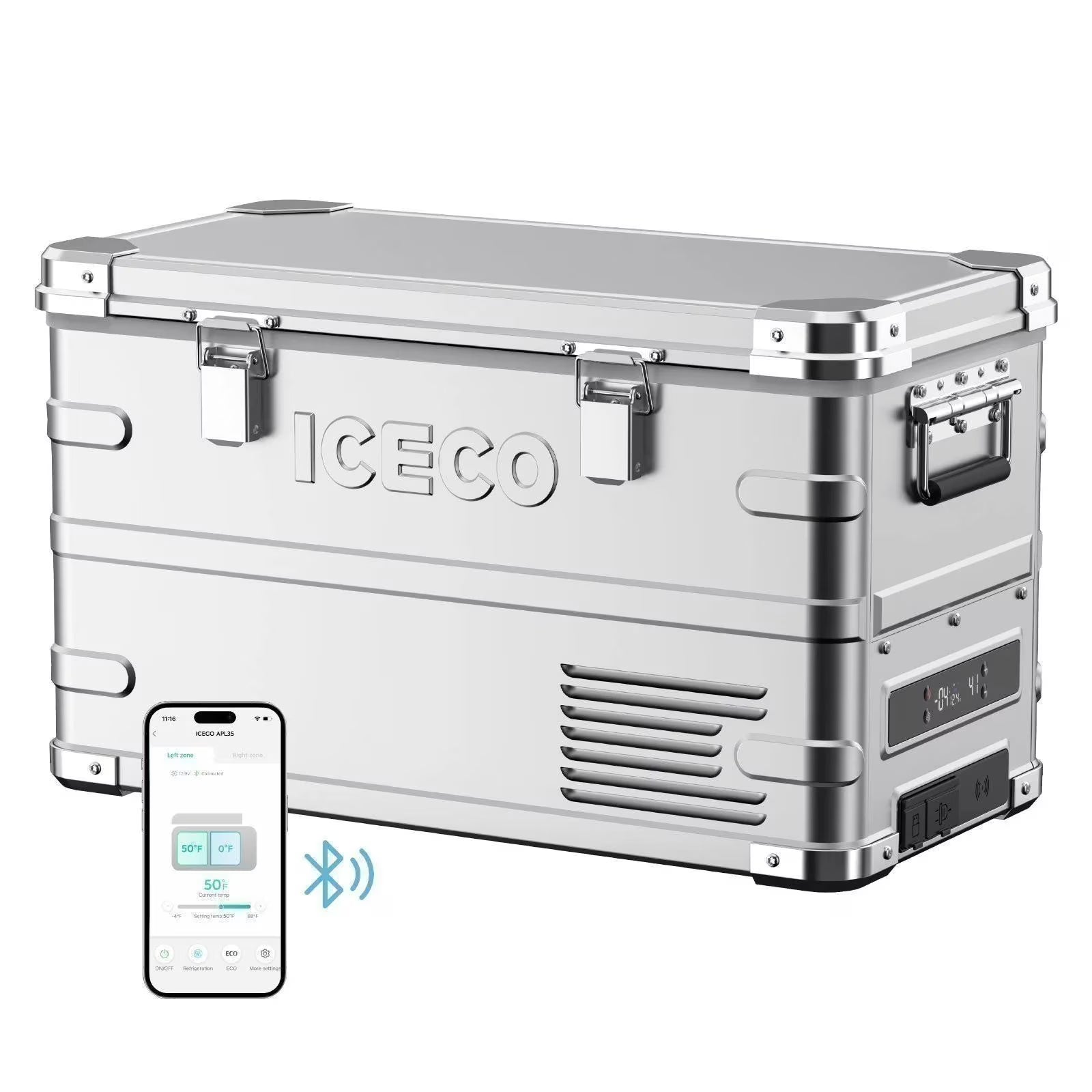 APL35 Aluminum Dual Zone 37QT Portable Refrigerator Silver