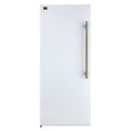 Forno Maderno 28-Inch Convertible Upright Freezer/Refrigerator in White with Antique Brass Handle, 13.6 cu.ft., Left Swing