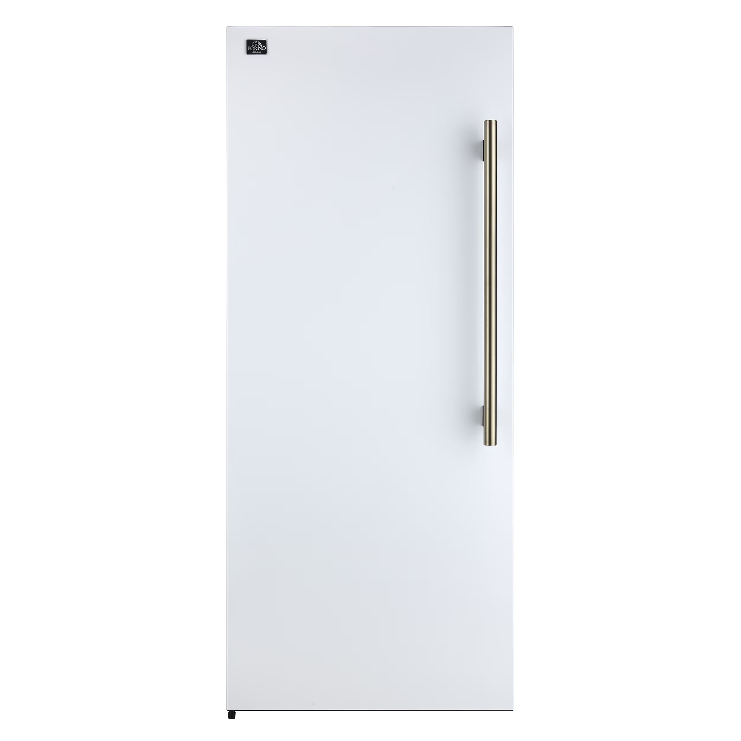 Forno Maderno 28-Inch Convertible Upright Freezer/Refrigerator in White with Antique Brass Handle, 13.6 cu.ft., Left Swing