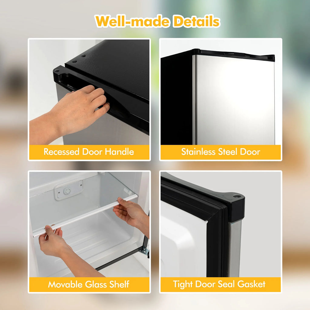 STAKOL 3 cu.ft. Compact Upright Freezer w/Single Stainless Steel Door Removable Shelves