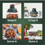 Ninja Crispi 5-in-1 Portable Glass Air Fryer Cooking System FN103BF, British Racing Green with Soft Gold Trim, 1500W, New
