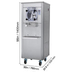 KFFKFF Commercial Ice Cream Machine, 18L/Hour Output, 1780W, Single Flavor, Mobile with Wheels, 6L Stainless Steel Cylinder, LED Screen, Auto Clean & Pre-cool