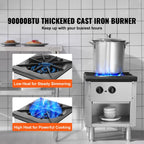 KFFKFF Gas Range for Commercial Kitchens, Dual Fuel Support with Propane & Natural Gas, Stainless Steel Countertop Burner, 90,000 BTU, Includes Storage Cabinet, Ideal for Restaurants