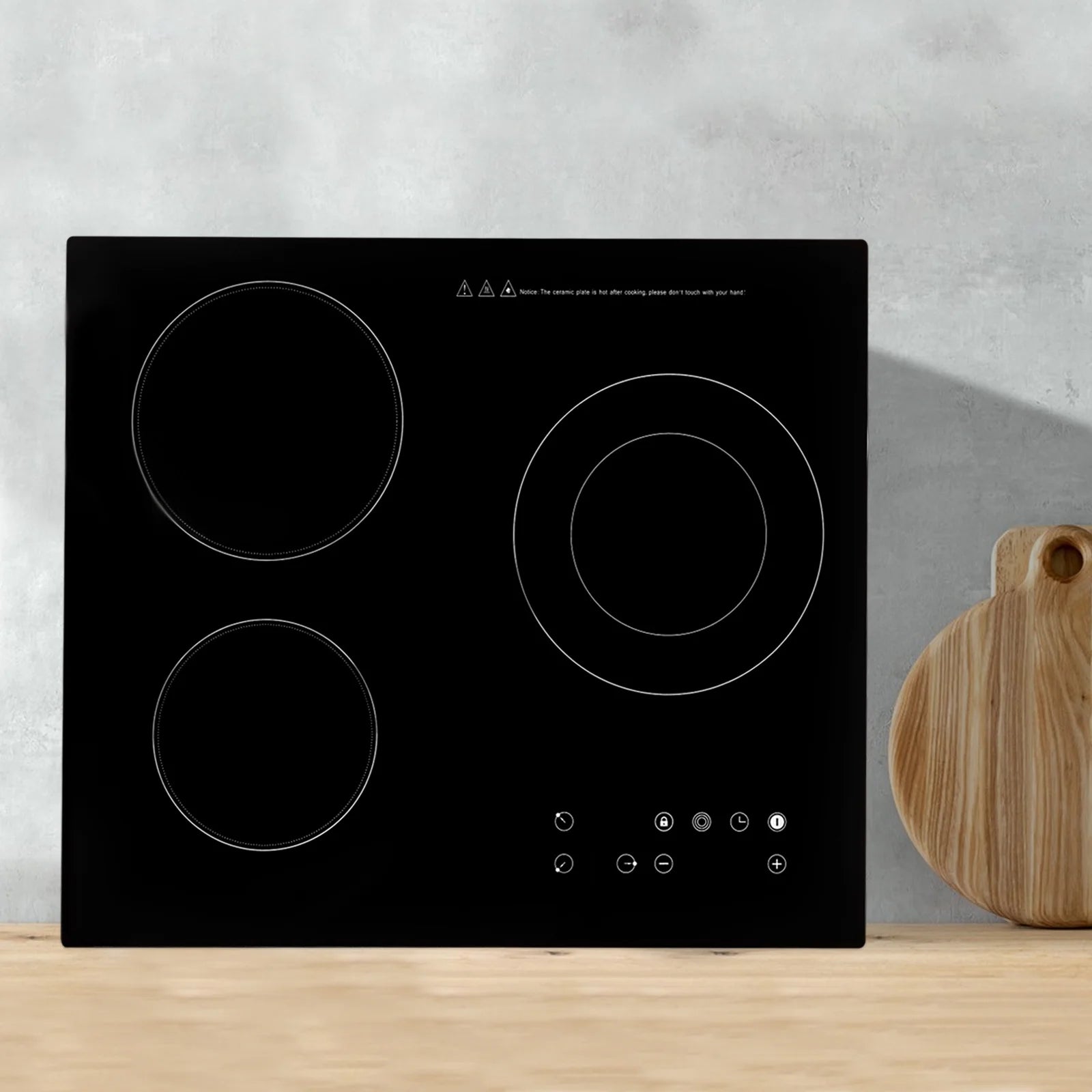 Electric Ceramic Cooktop, 24inch 3 Burners Electric Cooktop with Time Adjustable Function 9 Heating Levels Electric Stove Top
