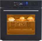 24" Built-in Electric Single Wall Oven, 2.47 Cu. Ft. Convection Wall Oven in Stainless Steel 3000W with 8 Baking Modes & 108 Automatic Recipes, Colorful LED Screen