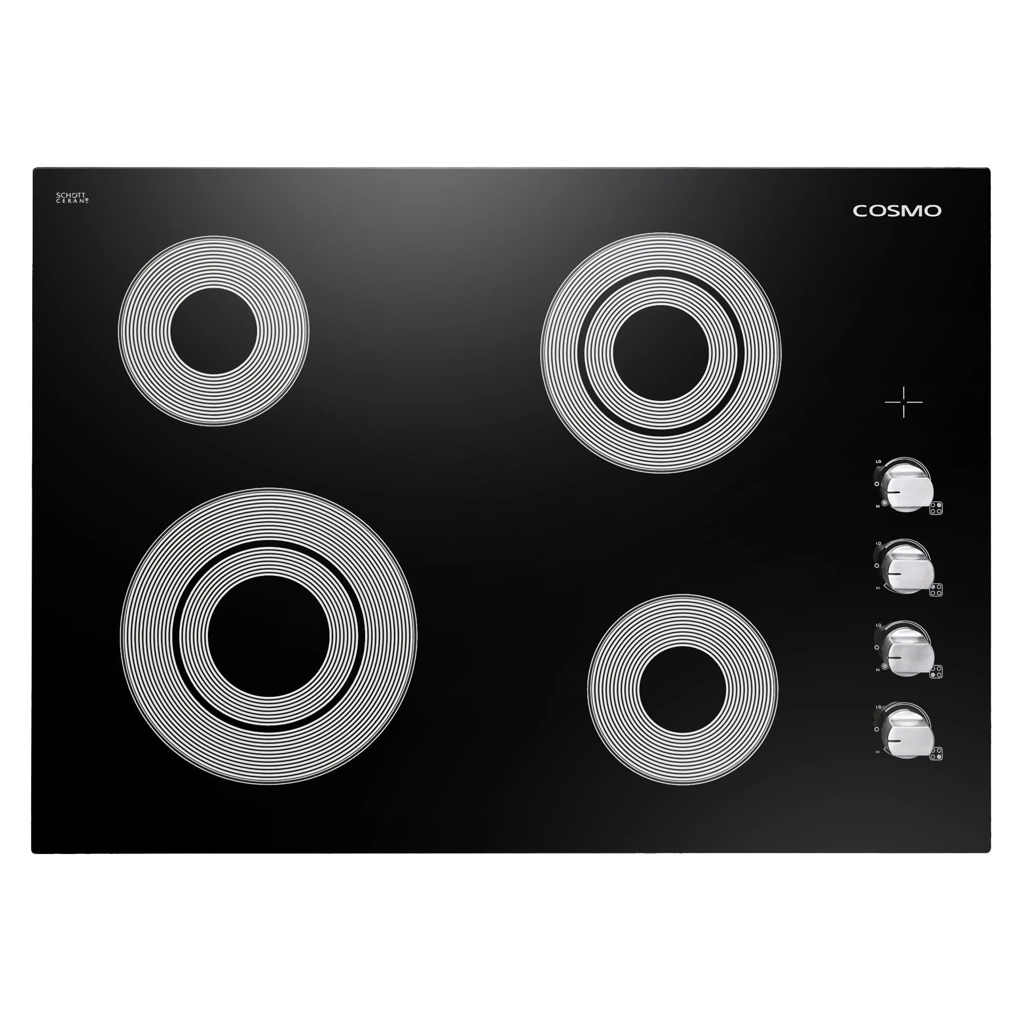 Cosmo 5 Piece Kitchen Appliance Package With 30" Electric Cooktop 24" Single Electric Wall Oven 30" Over-the-range Microwave French Door Refrigerator & 24" Built-in Fully Integrated Dishwasher