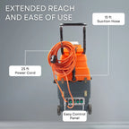 Commercial Heated Carpet Extractor Machine, Dual-Tank, 1000W Vacuum, 160 PSI Pump, 149��F Water