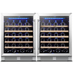 Yeego 30" Wine and Beverage Refrigerator,Two 15" Wine and Beverage Cooler Under Counter or Freestanding, Hold 33 Bottles and 80 Cans(Two Pack)