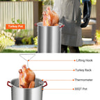 Soonbuy 30 QT Turkey Fryer Cooker Set and 10 QT Kit,50,000 BTU Aluminum Turkey Deep Fryer and Propane Burner Kit,Outdoor Propane Deep Fryers Stove Burner Stand,Baskets,Marinade Injector, Thermometer