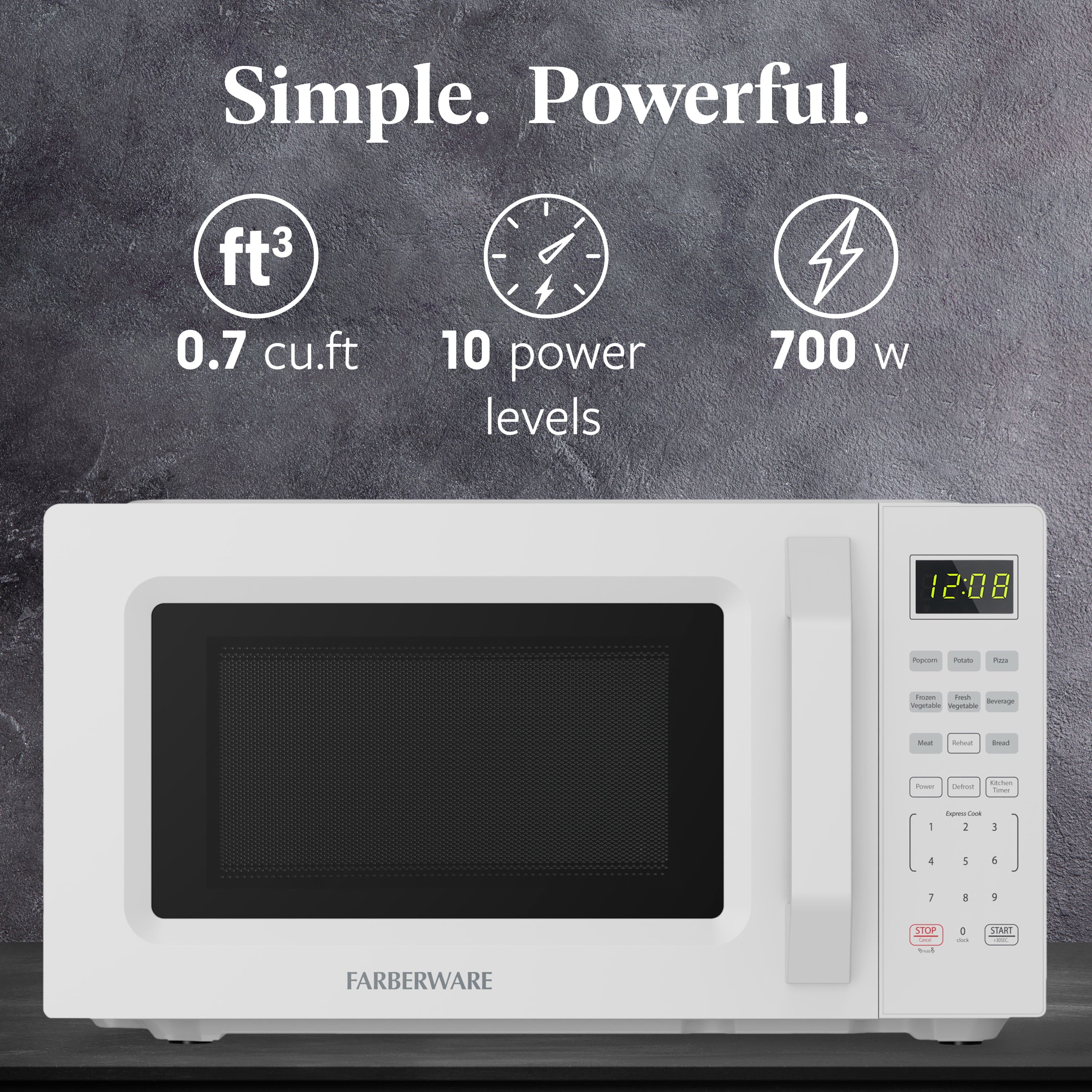 Farberware 1.1 Cu. Ft. 1000-Watt Compact Microwave Oven, Black