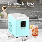 Igloo Self-Cleaning Countertop Ice Maker - Compact and Portable - Creates 26 lbs. Per Day, 8 Pieces Ready Every 7-8 Minutes - Includes Ice Scoop and Basket - Aqua