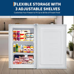 Garvee 3.0 Cu.ft Small Freezer, Mini Deep Freezer with Reversible Single Door & 7 Adjustable Thermostat for Apartment, Home, Office, White