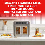 Open Box Emeril 675-02x 8 pcs Emeril Lagasse French Door 360 26 QT Air Fryer, Convection Toaster Oven (Stainless Steel) -