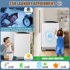 Qhomic Portable Washing Machine, 15.6lbs Dryer & Washer Combo, 10 Programs 8 Water Level Fully Automatic Washing Machine for RVs, Apartments, Home