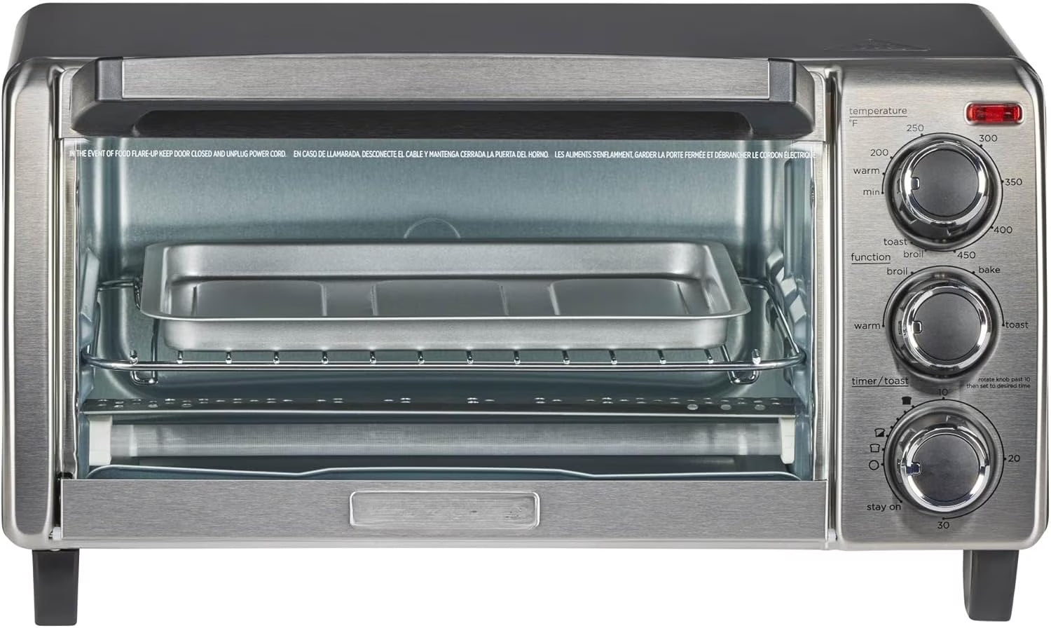 4-Slice Convection Oven, Stainless Steel, Curved Interior Fits a 9 inch Pizza, TO1313SBD