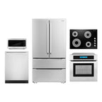 Cosmo 5 Piece Kitchen Appliance Package With 30" Electric Cooktop 30" Single Electric Wall Oven 30" Over-the-range Microwave French Door Refrigerator & 24" Built-in Fully Integrated Dishwasher