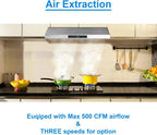 Range Hood 30 Inch Under Cabinet,Ductless Range Hoods with Touch Control,3-Venting Kitchen hood,Stainless Steel Vent Hood,Under Cabinet Range Hood 30 inch,Hood Vents for Kitchen 3 Speeds