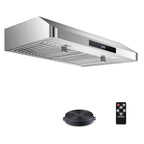 Sunmaki 36 inch Range Hood Under Cabinet 750CFM CFM with 4-Speed Gesture Sensing & Touch Control, Stainless Steel Kitchen Stove Vent Hoods with 2 LED Lights, Time Setting