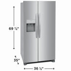 Frigidaire FRSS2623AS 26 Cu. Ft. 36" Standard Depth Side-by-Side Refrigerator, Energy Star Certified, Stainless Steel
