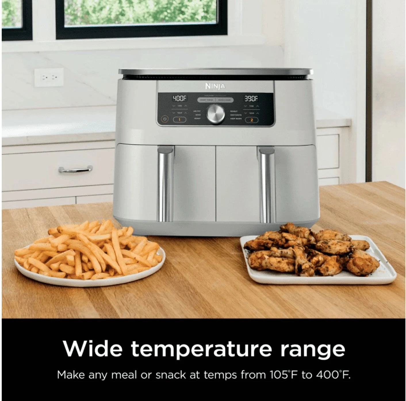 Ninja Foodi 6-in-1, 8 Quart 2-Basket Air Fryer with DualZone Technology -White