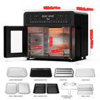 PwZzk 25.4QT Dual Zone Air Fryer Toaster Oven Combo, French Glass Door, XL Capacity, 100-430��F Temperature Range, 16 Preset Functions, LED Display, Dual Fan, 360�� Heat Circulation, Rotisserie, Bake,