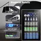 Auseo 126 Can Beverage Refrigerator and Cooler with Glass Door for Home/Office/Bar-Black