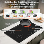 VoltCuisine Double/Dual Induction Cooktop 2 Burner, Shatter-proof Flat Glass Top, 9 Heat Settings, LED Touch Display with Child Safety Lock & Overheat Protection