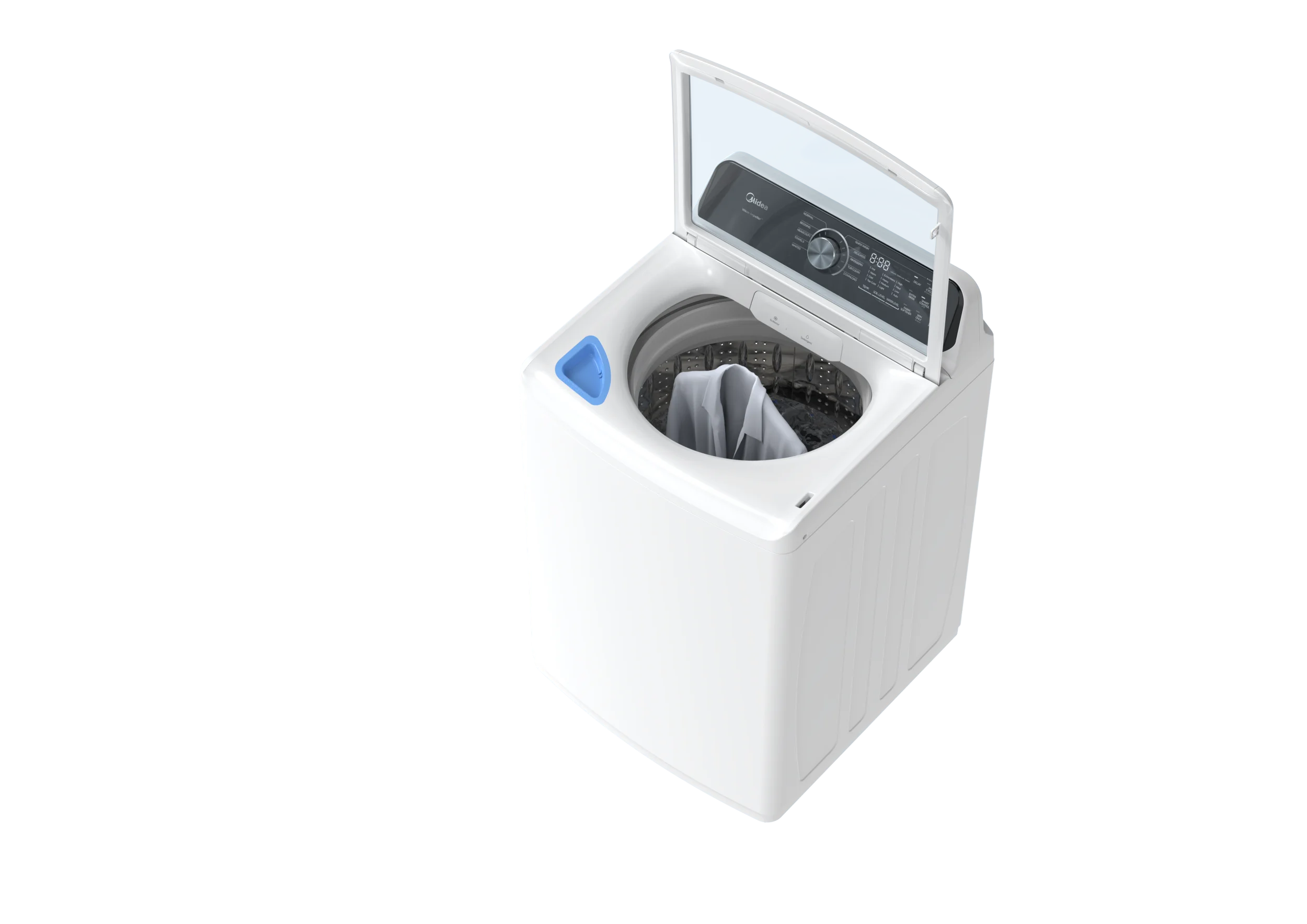 MIDEA 4.5 Cu Ft Smart Top Load Wave-Impeller Washing Machine with Stainless Steel Tub, White