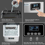 Costway Stainless Steel Ice Maker Machine Countertop 48Lbs/24H Self-Clean with LCD Display