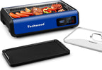 Techwood Indoor Smokeless Grill, 1500W, Black, Electric Portable Korean BBQ Grill with Tempered Glass Lid