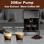 COOKCOK Espresso Machine 20 Bar,Expresso Coffee Machine With Milk Foaming Steam Wand,Espresso and Cappuccino Maker,ESE POD capsules filter,For Home Barista,Detachable Frothing Nozzle,1.5L Water Tank