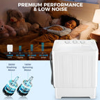 Veeboto Portable Washing Machine, 30LBS Twin Tub Mini Compact Laundry 19lbs Washer/11lbs Spinner with Drain Pump & Time Control Washer Spinner Combo, White