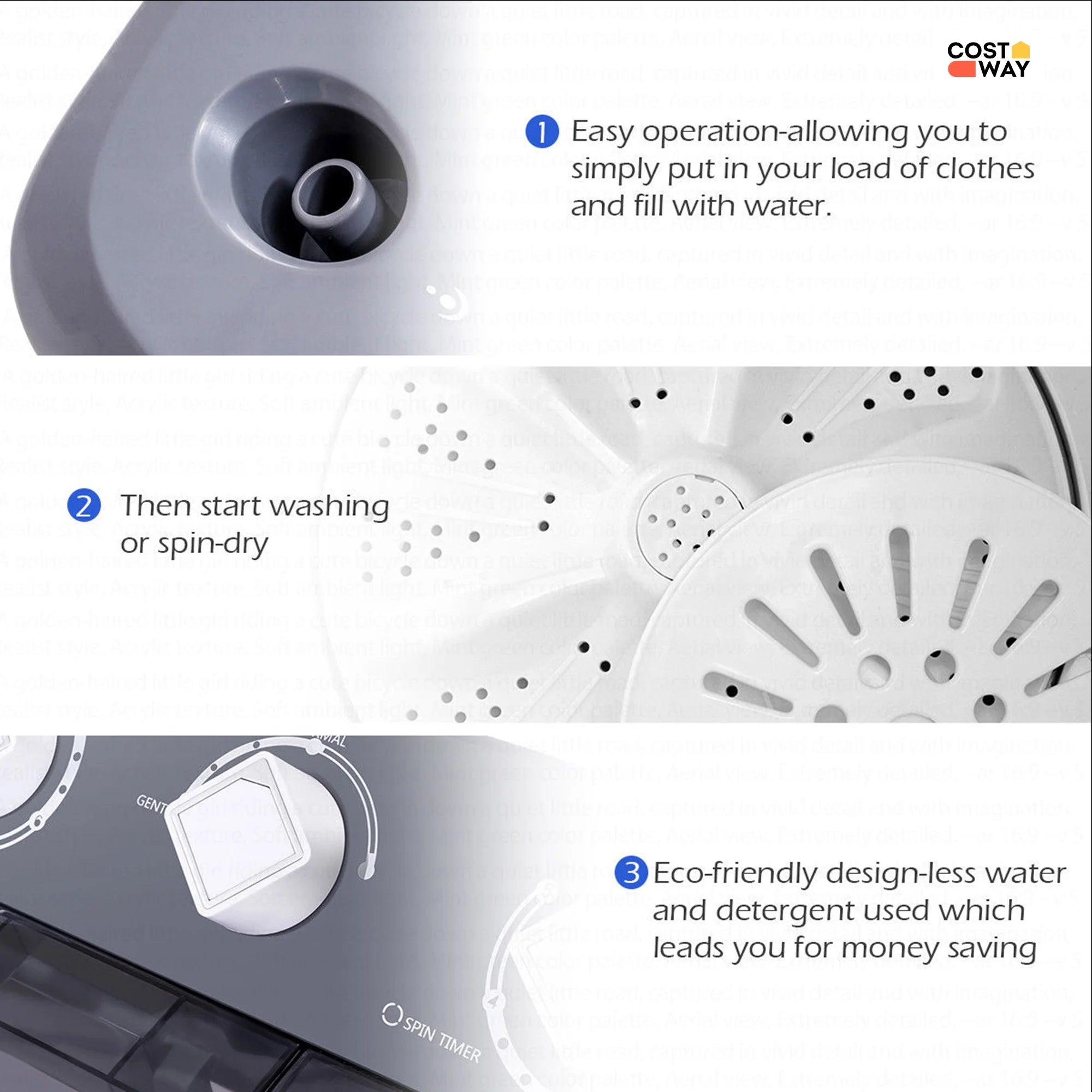 Costway Twin Tub 20Lbs Top Load Washing Machine with Gravity Drain