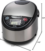 Tiger JAX-T18U-K 10-Cup (Uncooked) Micom Rice Cooker with Food Steamer & Slow Cooker, Stainless Steel Black