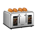 Mecity 4-Slice Touchscreen Toaster, Stainless Steel, 6 Browning Settings, Reheat, Cancel, Defrost, Removable Tray