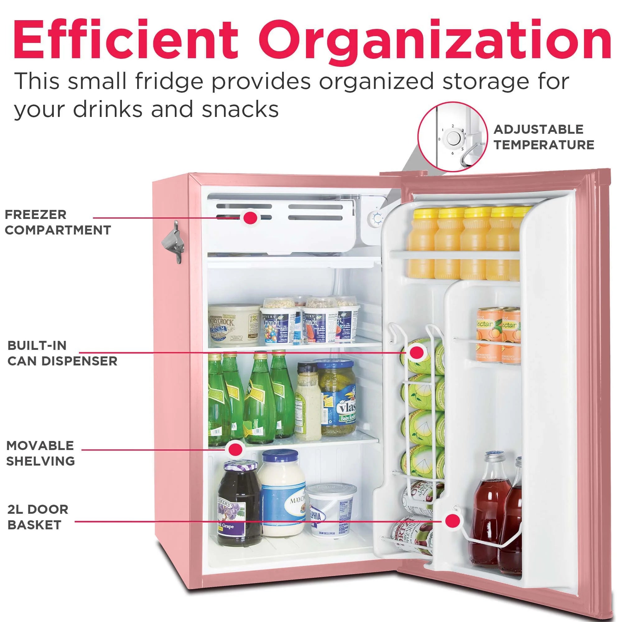 Frigidaire EFR376-C-PINK 3.2-Cu.-Ft. 65-Watt Retro Bar Fridge with Side Bottle Opener (Pink)