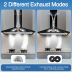 36-inch Wall Mount Range Hood 450CFM 3-Speed, Stainless Steel with LED Light, Adjustable Chimney 15.7-30.7in, Ducted/Ductless Ready, Quiet Under 55dB, 5-Layer Filters
