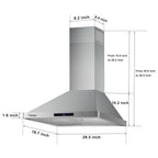30 inch 760 CFM Wall Mount Range Hood Stainless Steel Stove Cook Vent LED Lights