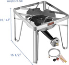 52QT Stainless Steel Turkey Fryer Pot and Burner Kit, Propane Burners, Tamale Steamer Pot with Basket, Steamer Rack, for Outdoor Cooking, Seafood Boil, Crawfish Boil, Home Brewing