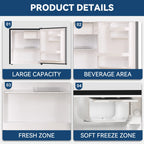 (3 pack) Frestec 1.7 Cu ft Single Door Mini Fridge , grey, New, VOK-17-3PSS