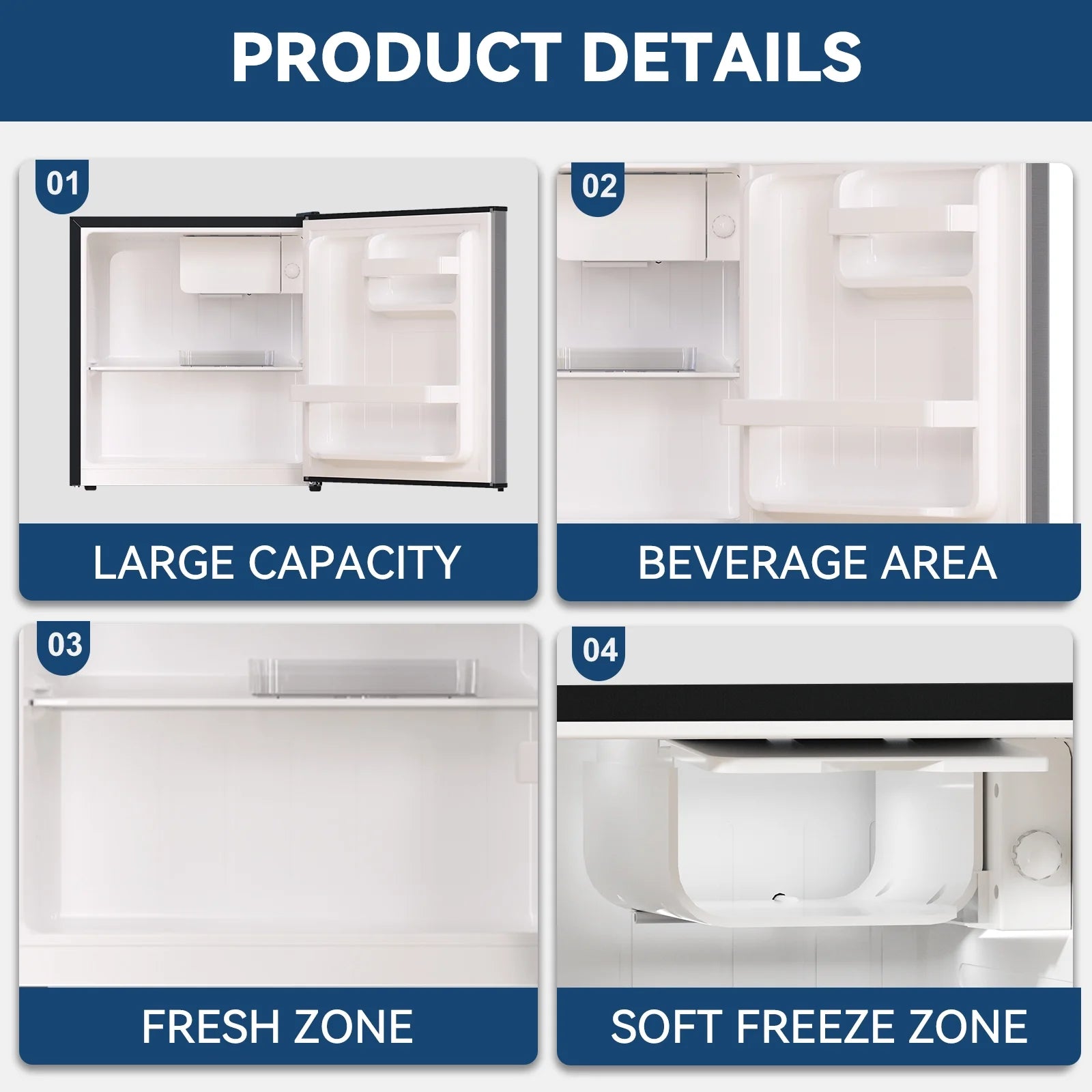 1.7 Cubic Feet Freestanding Mini Fridge Compact refrigerator black