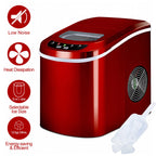 Costway Silver Portable Compact Electric Ice Maker Machine Mini Cube 26lb/Day