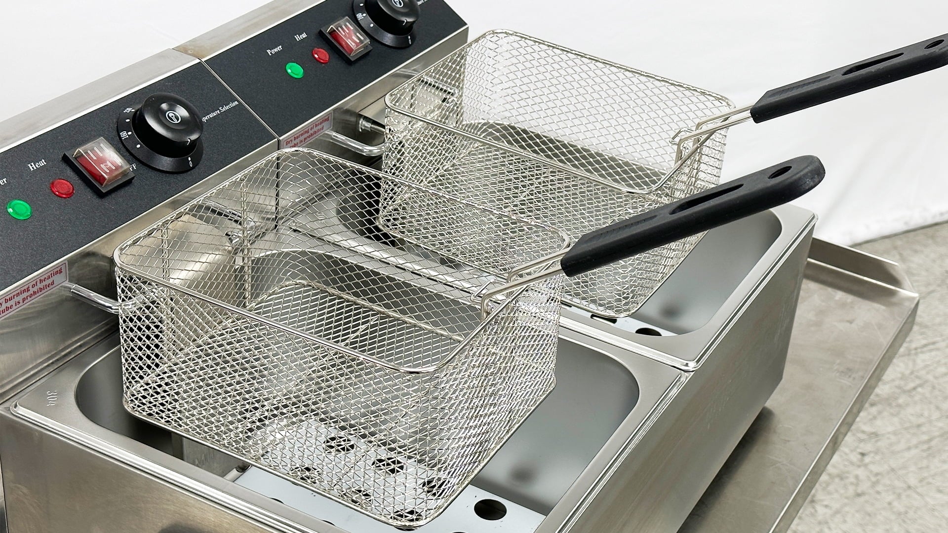 NSF 3500W Commercial Electric Countertop Fryer, Stainless Steel Commercial Deep Fryer, Dual Tank 12L