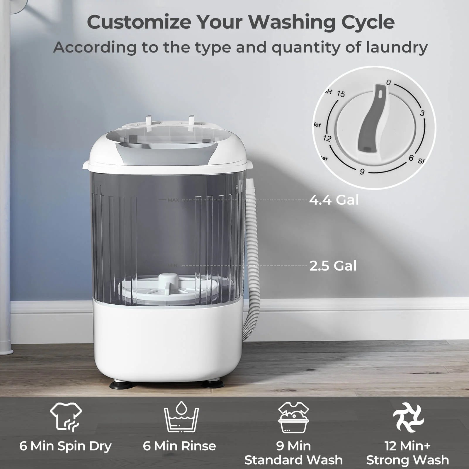 Costway Portable Washing Machine 5.5 lbs Mini Top Load Washer with Removable Spin-Dry Tub Blue