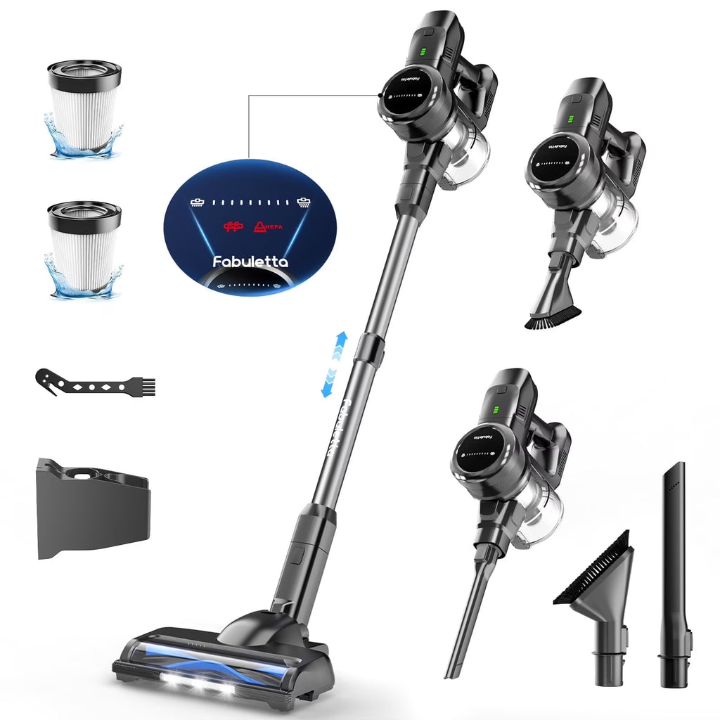 Lazyswan Cordless Vacuum Cleaner 35KPA Self-Standing Stick Vacuum 50min 400W Vac for Home Pet Hair Car Carpet Hardwood Floor, Black