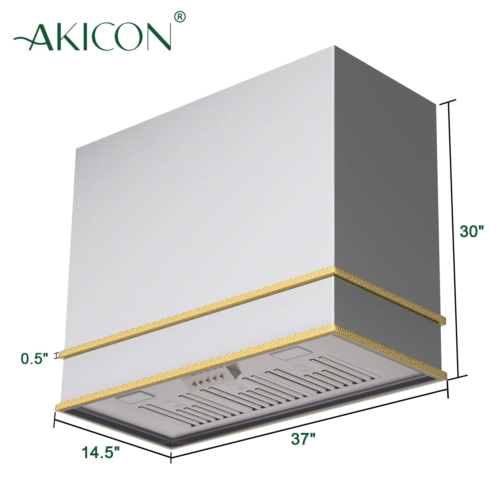 Akicon Range Hood 36 Inch, Ultra Quite Stainless Steel Kitchen Hood, Wall Mount Square Vent Hood with LED Light and Dishwasher-Safe Filters, Hood Vents for Kitchen, 3 Speeds, 600 CFM (AK-HS36HB-SWG)