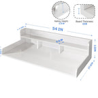 Wood 2-Tier Washer Dryer Countertop with 2.75" H Guard Rails, 54" W x 27.5" D Washer Dryer Topper with Non-Slip Pads for Laundry Room Organization and Storage, White