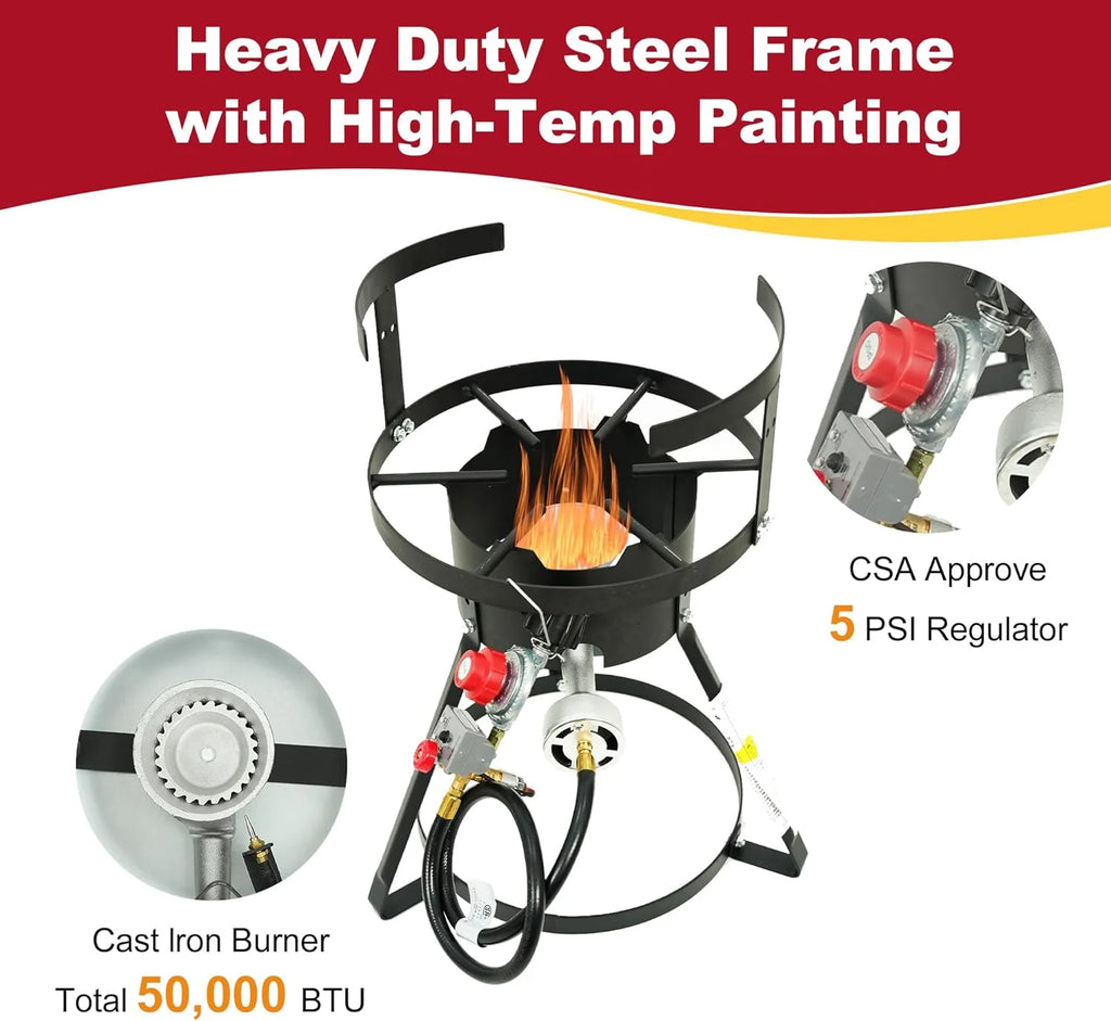 Red Mountain Valley Outdoor Propane Turkey Deep Fryer Set 30&10 Quart Fish Fryer with Basket, 50,000 BTU Burner, Large Seafood Boiler Kit, Outdoor Cooking for Frying, Boiling