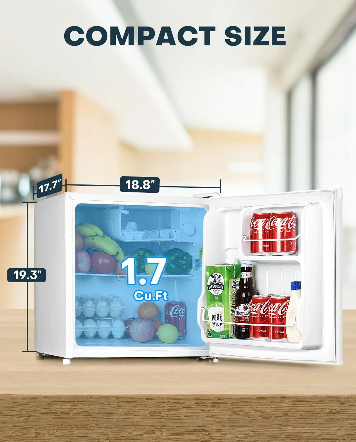 Upstreman 1.7 Cu.ft Mini Fridge with Freezer, Dorm Essentials, Adjustable Thermostat, Energy Saving, Low Noise, Single Door Compact Refrigerator for Dorm, Office, Bedroom, Red-FR17